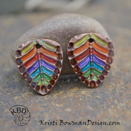 Copper Rainbow Chevron Drop with Ice Resin Pair (1 pair)