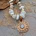 Magical Moonstone, Faceted Moonstone set Bronze Ammonite focal
