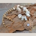 Magical Moonstone, Faceted Moonstone set Bronze Ammonite focal