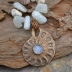 Magical Moonstone, Faceted Moonstone set Bronze Ammonite focal