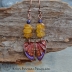 Painted Copper Butterfly Wings with Resin and Amber Earrings
