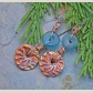 Ammonite and recycled glass earrings